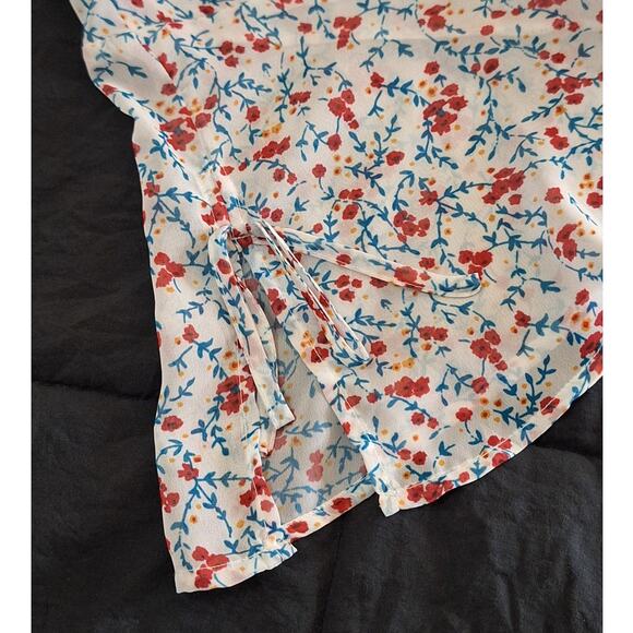 NWOT ModCloth Shirt Women XL White Floral Semi-Sheer Chiffon Cottagecore Country - Picture 3 of 9